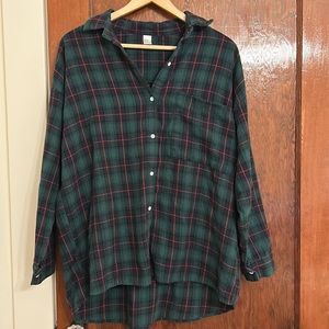 Oversized Green Flannel Top